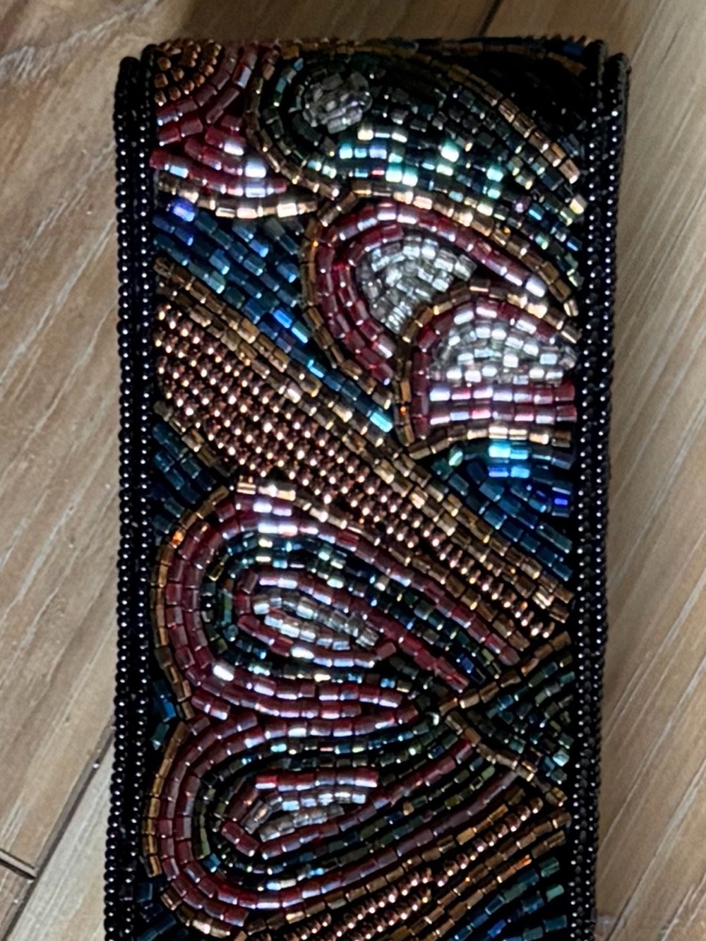 Vintage 80s Beaded Paisley Statement Belt Jewel Tone Wide Waist Belt
